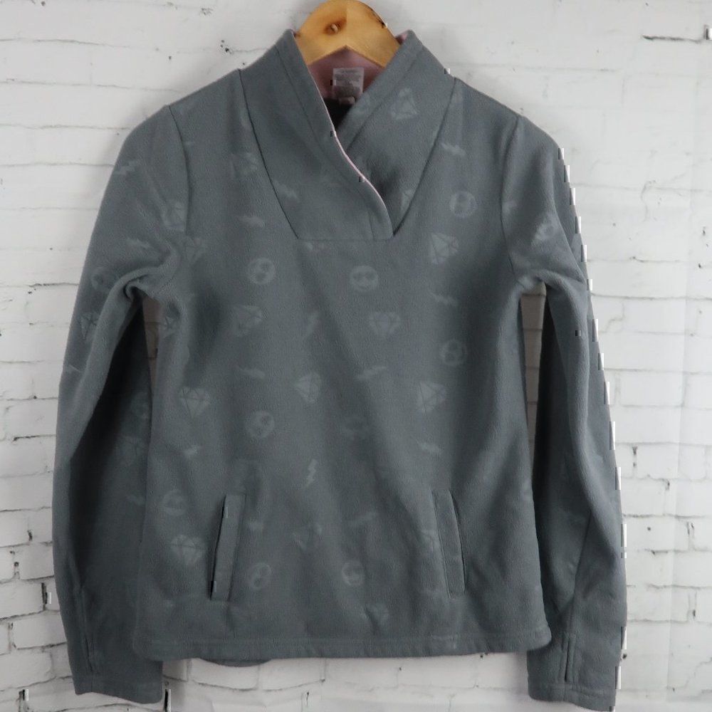 ATHLETIC WORKS GREY & PINK EMOJI EMBOSSED FLEECE TOP YOUTH SIZE 14/16 XL